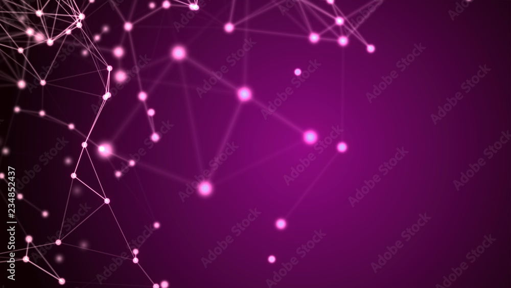 Poster futuristic triangular connected lines and dots plexus computer graphic background