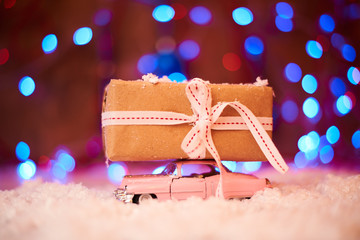 christmas background with gift box and snowflakes