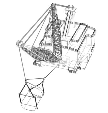 outline of a large mining excavator clip art preview
