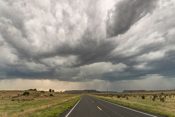 Fototapeta na wymiar Dramatic thunderstorm near Black Mesa Reserve at the border of Oklahoma and New Mexico