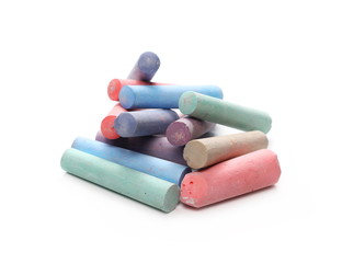 Colorful chalks isolated on white background