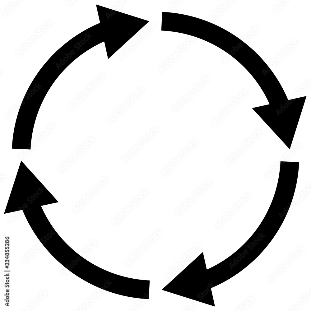 Poster process symbol on white background. four step cycle arrow sign. flat style. cycle icon for your web 