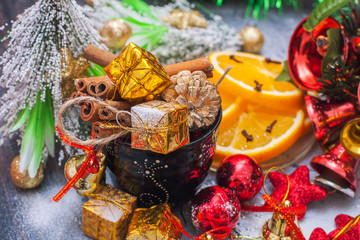 Christmas spices for mulled wine. Christmas Decorations.