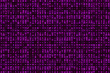Random numbers grid rectangle tile digital cyber purple texture background