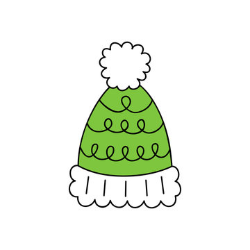 green winter hat with white pompom clip art preview