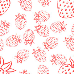 Seamless pattern with strawberry. Vector illustration of a seamless pattern of strawberries. Hand drawn strawberry.