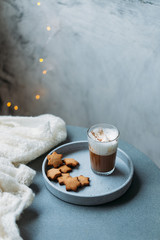 good morning concept. Morning begins with coffee. Ethiopian coffee with vegan coconut milk