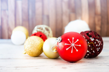 christmas decoration over wooden background
