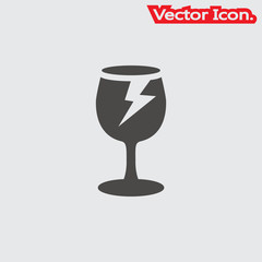 Broken glass icon isolated sign symbol and flat style for app, web and digital design. Vector illustration.