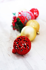 Composition of the Christmas decorations balls isolated