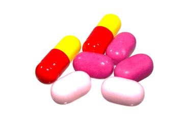 medical pills isolated on white background