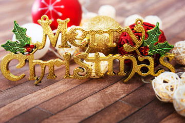 Christmas decoration collection over wooden background