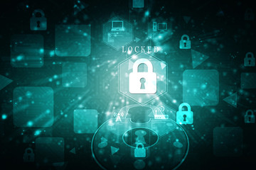 2d illustration Safety concept: Closed Padlock on digital background