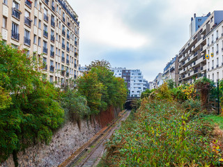 PARIS, FRANCE, on OCTOBER 26, 2018. The site of the abandoned ring railroad (fr. la petite...