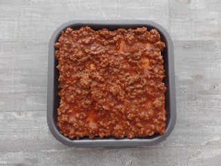 Tray of homemade lasagne