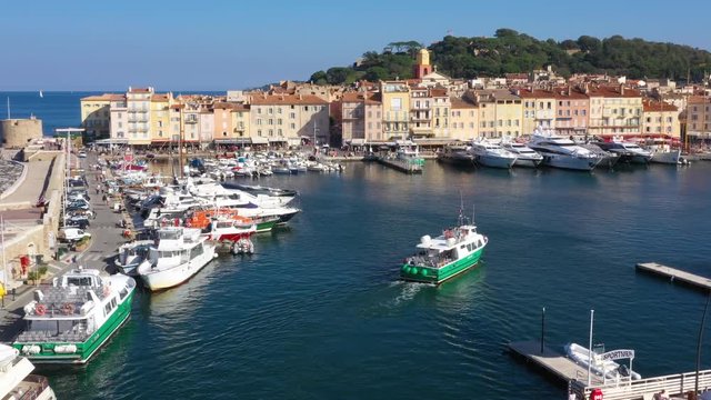 France, Aerial view of St Tropez Harbor