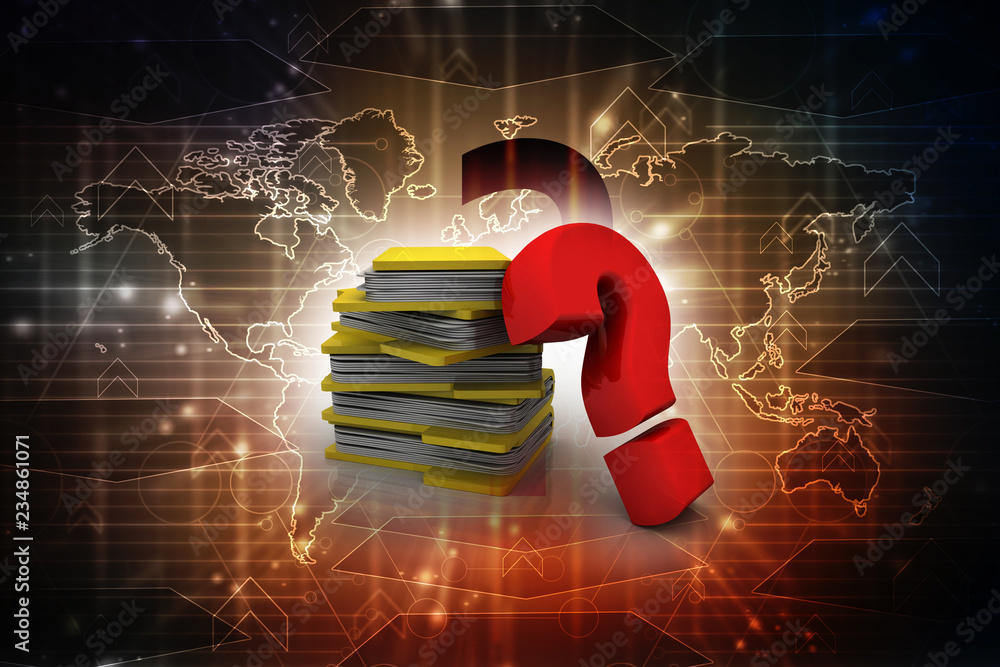 Poster 3d rendering file folder with question symbol