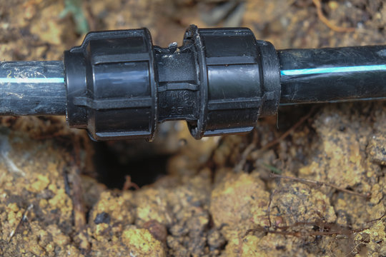 Leaked poly pipes are being repaired