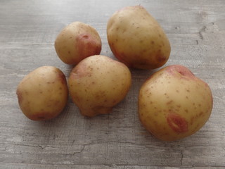Freshly washed potatoes