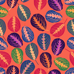 Tropical leaves seamless pattern.