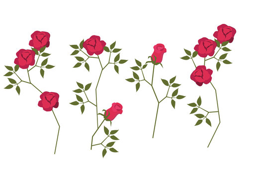 バラの花のクリップアート。 バラの花のデザイン素材。 赤いバラのプレゼントのイラスト。 バラの花のブーケ。