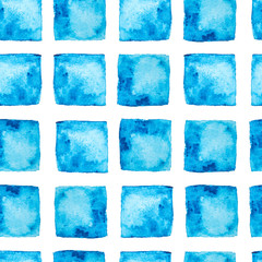 Seamless pattern with handpainted watercolor blocks, squares