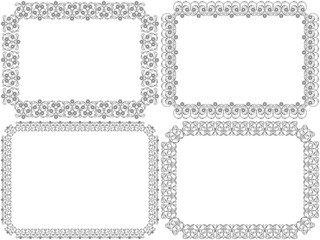 Set of four decorative flower frames