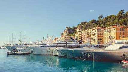 Fototapeta na wymiar Yachts in the port of Nice, Cote d'Azur, France
