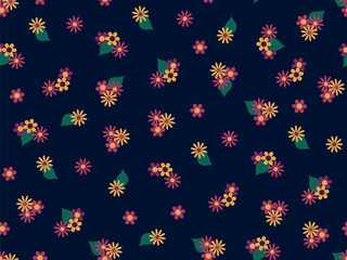 Fototapeta na wymiar Seamless pattern with small flowers, vector. Abstract floral background