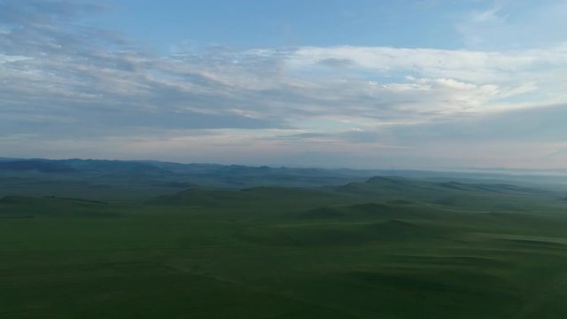 Aerial panorama in Khakasia steppe.
