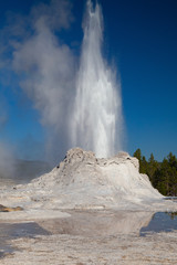 The eruption in Castle Geyser in Yellowstone NP, USA