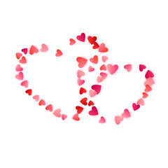 Red flying hearts bright love passion vector background.