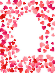 Red flying hearts bright love passion vector background.