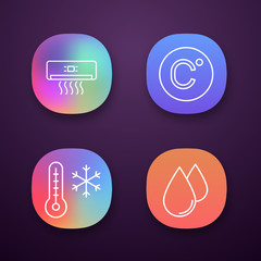 Air conditioning app icons set