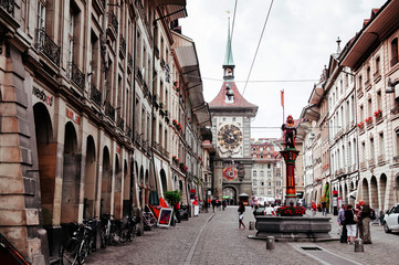Fototapeta na wymiar Astronomical Zytglogge clock tower in old town of Bern, Switzerland