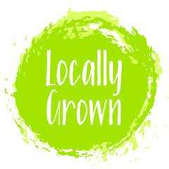 Locally grown food icon, painted label vector - obrazy, fototapety, plakaty