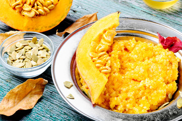Autumn porridge with pumpkin