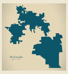 Modern City Map - Orlando Florida city of the USA