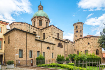 Fototapeta na wymiar View at the Cathedral and Basilica Ursiana with Baptistery Neoniano in Ravenna - Italy