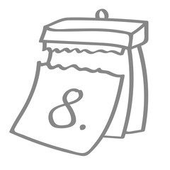 Handgezeichneter Kalender - Tag 08 in grau