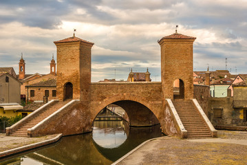 View at the Trepponti bridge in Comacchio - Italy