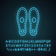 Orthopedic insoles neon light icon
