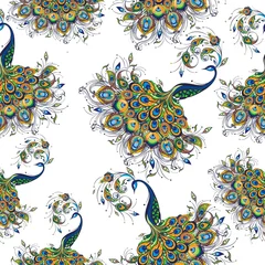 Wall murals Peacock Seamless pattern with peacock