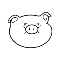 Emoji pig for coloring book. Emoticon icon