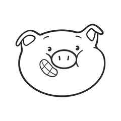 Emoji pig for coloring book. Emoticon icon