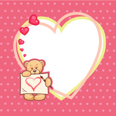 cute valentine teddy bear with big heart