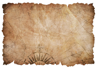 old ripped treasure map isolated