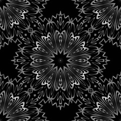 Fototapeta na wymiar Floral Geometric Pattern with hand-drawing seamless. illustration. For fabric, textile, bandana, pillowcarpet print.