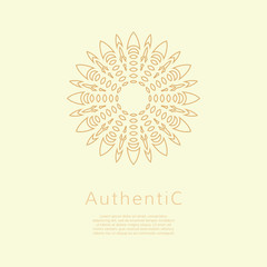Golden vector logotype. Mandala outline logo. Classic floral design.