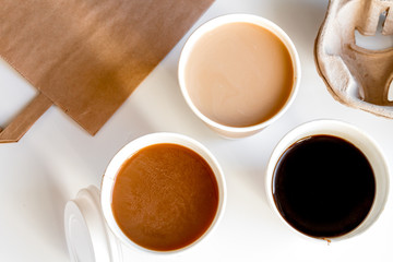Obraz na płótnie Canvas coffee break at white background top view